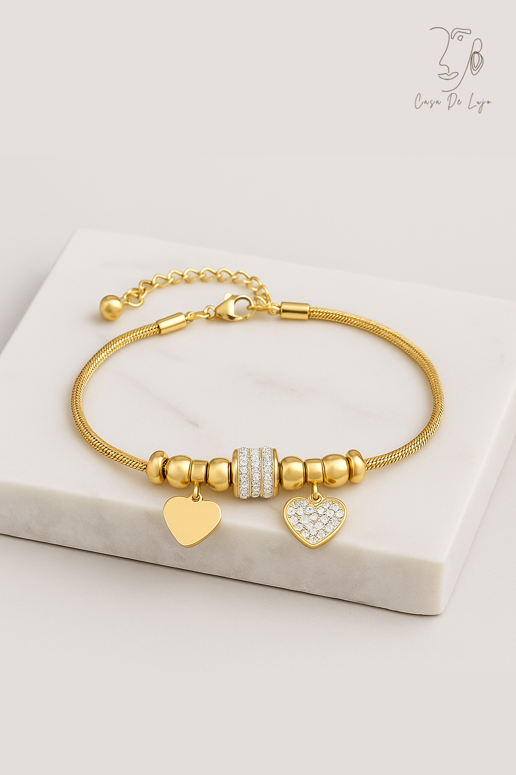 Amora Gold Heart Charm Bracelet
