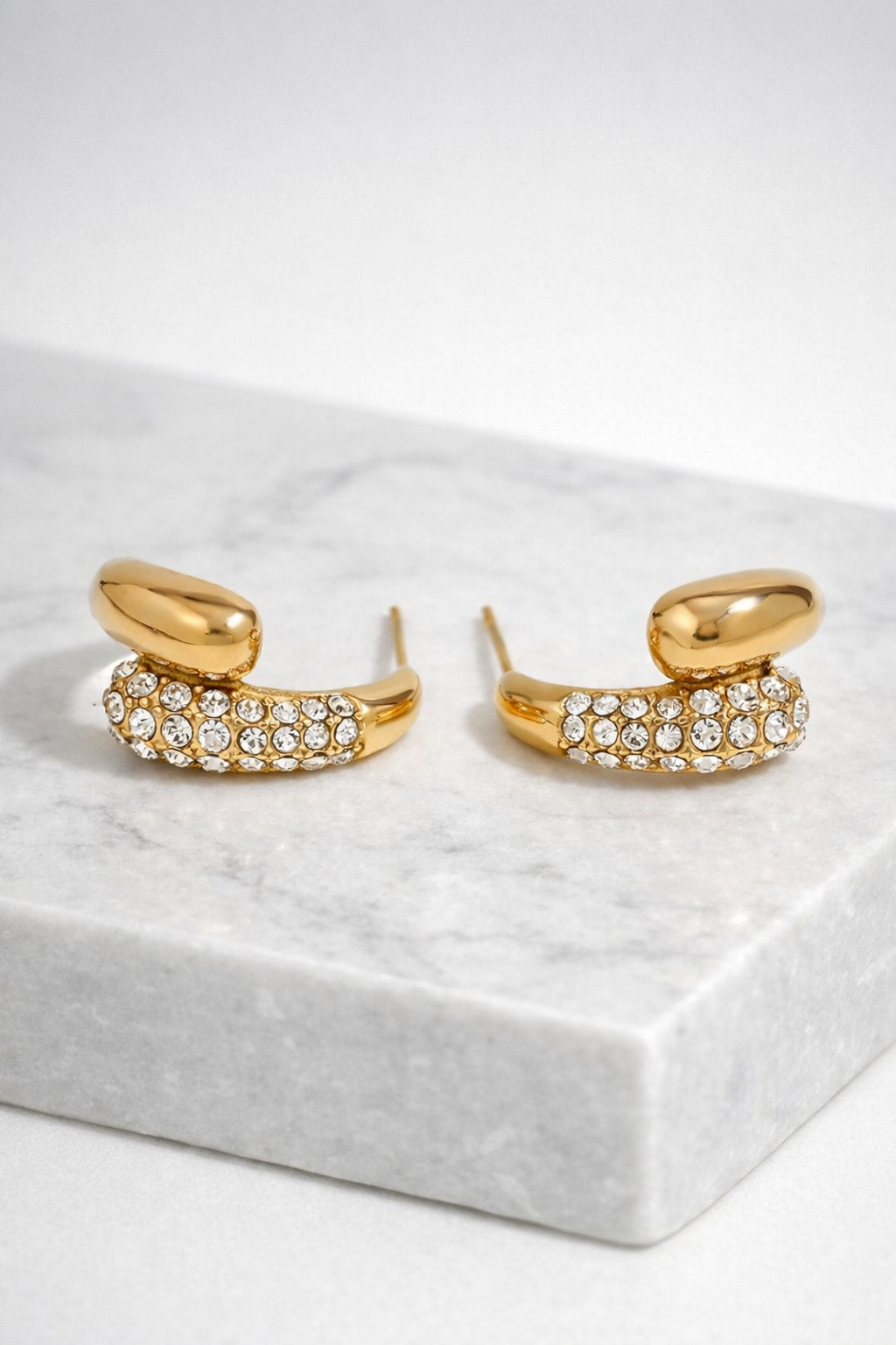 The Crystal & Gold J-Hoops