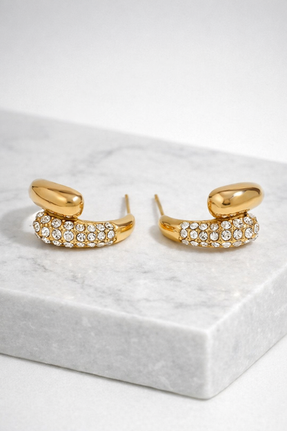 The Crystal & Gold J-Hoops