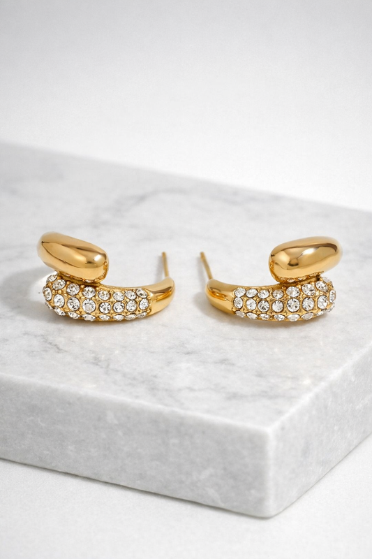 The Crystal & Gold J-Hoops