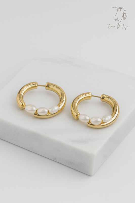Pearl Embrace Hoops