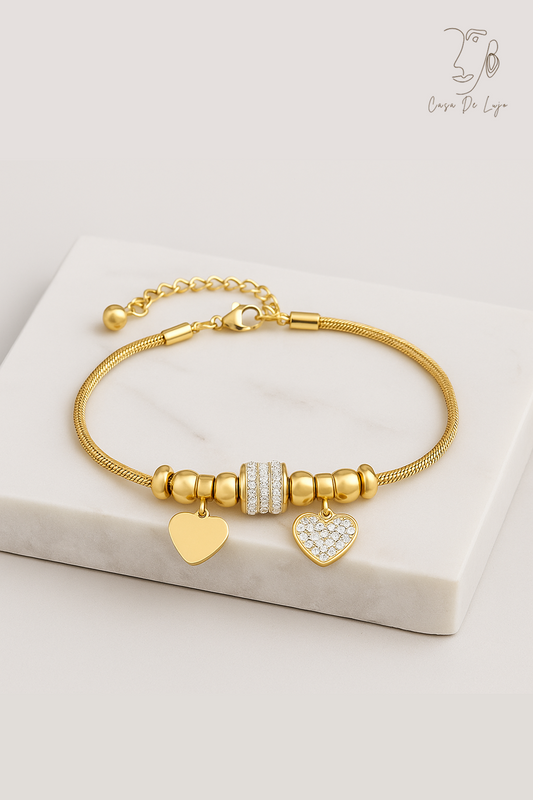 Amora Gold Heart Charm Bracelet