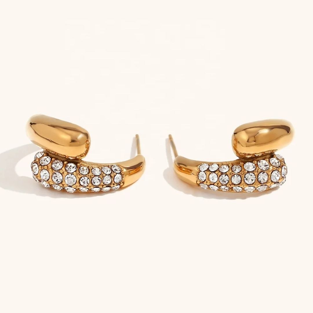 The Crystal & Gold J-Hoops