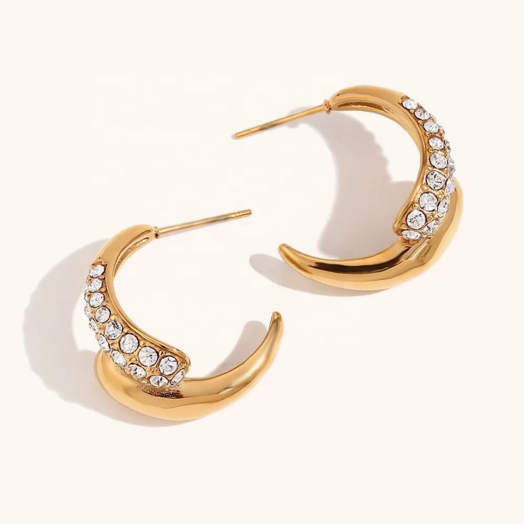 The Crystal & Gold J-Hoops